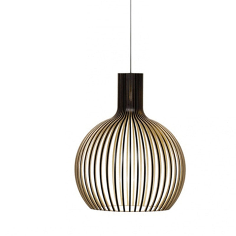 Birdcage Lamp Black Wood Pendant Lights E27 Restaurant Decoration Wood Hanging Lamp for Living Room Bedroom Light Fixtures