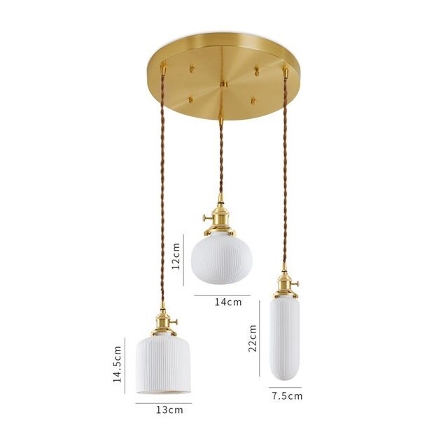 Japanese Style Ceramic Pendant Light, White
