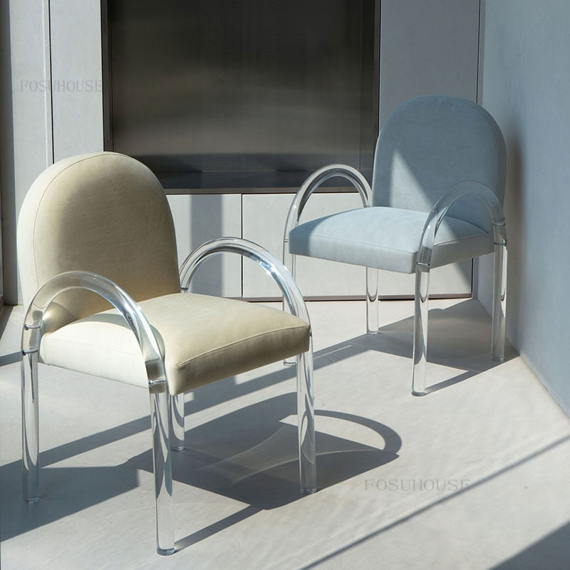 Fabric Dining Armchair, Gray, Off White or Pink