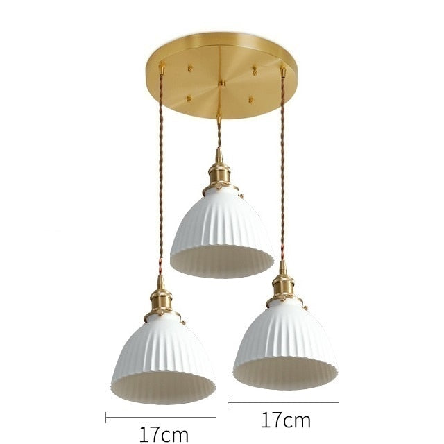 Japanese Style Ceramic Pendant Light, White