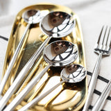 Mirror Silver Cutlery Stainless Steel Fork Knives Spoons Dinnerware Set Portable Kitchen Tableware Set Bright Silver Cutlery Set