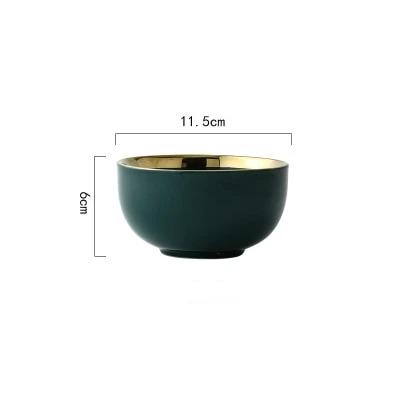 Emerald Green Gold Trim Ceramic Dinnerware 