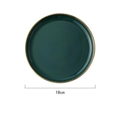 Emerald Green Gold Trim Ceramic Dinnerware 