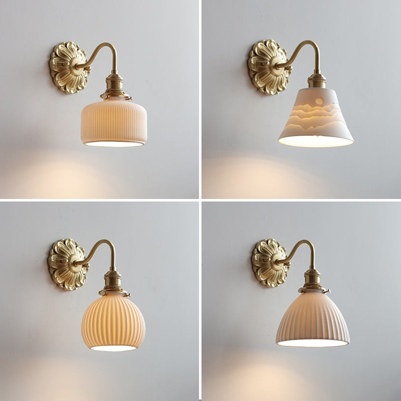 Copper and Ceramic Wall Sconce, Nordic Style