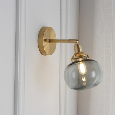Glass Ball Wall Sconce with Pull Chain, Gold