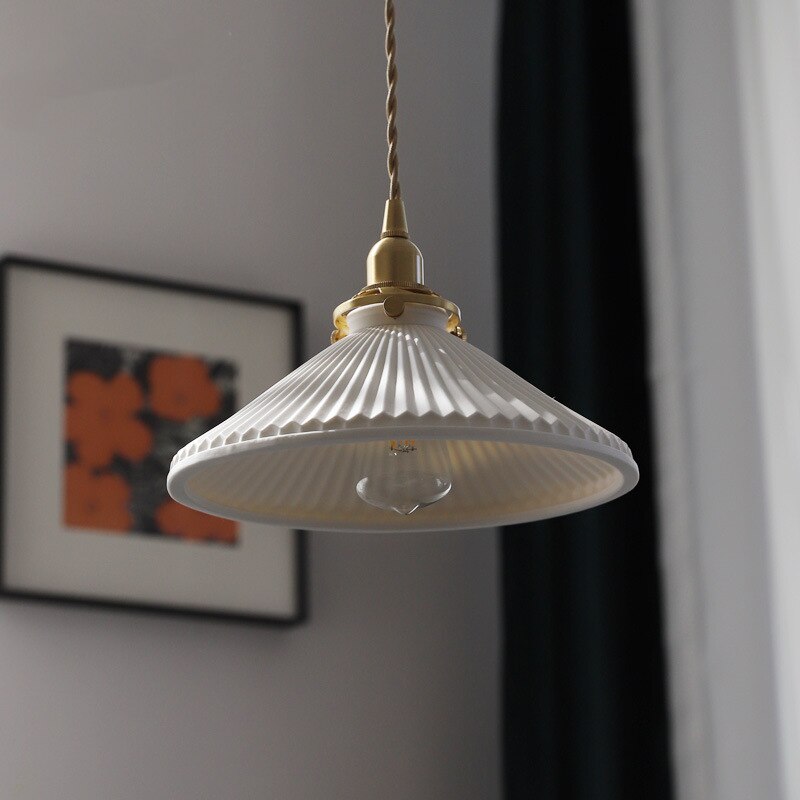 Japanese Style Ceramic Pendant Light, White