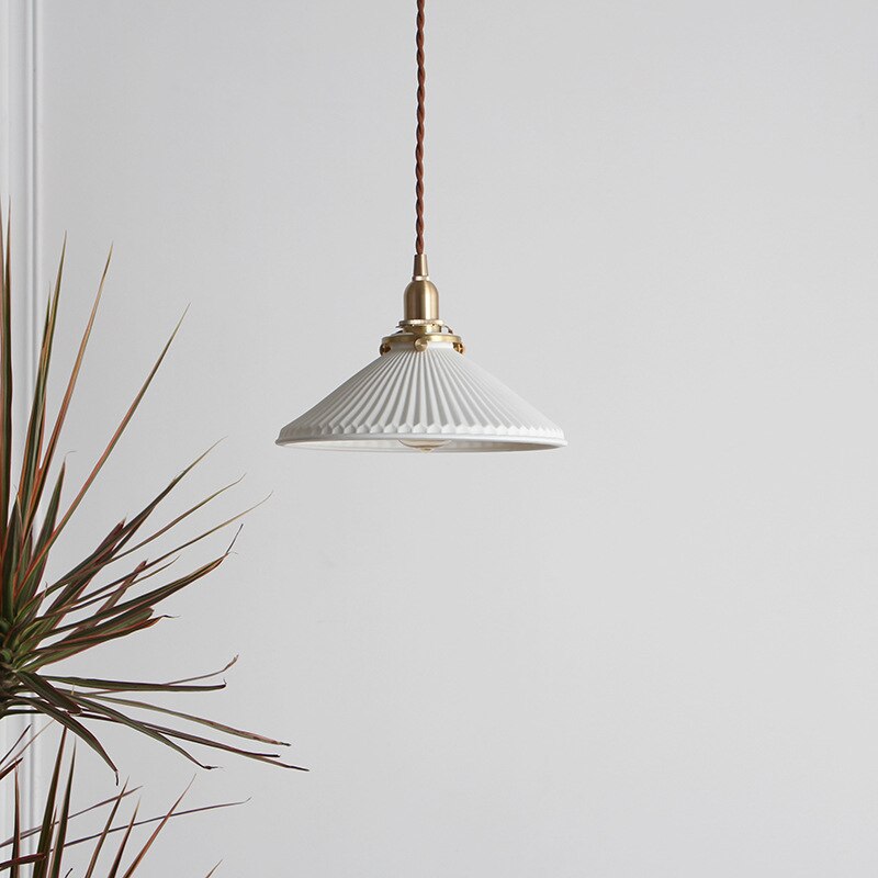 Japanese Style Ceramic Pendant Light, White