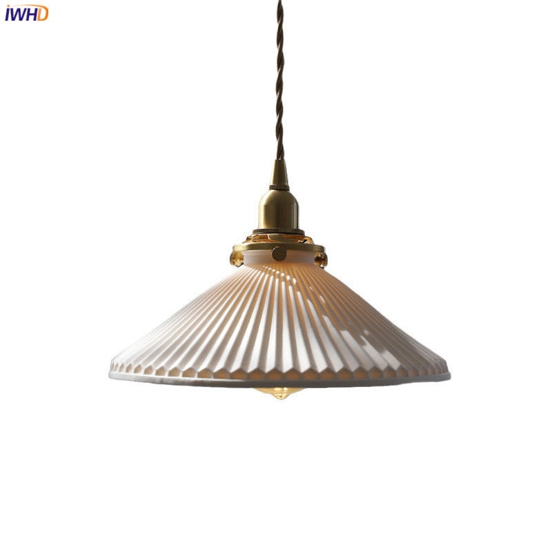 Japanese Style Ceramic Pendant Light, White