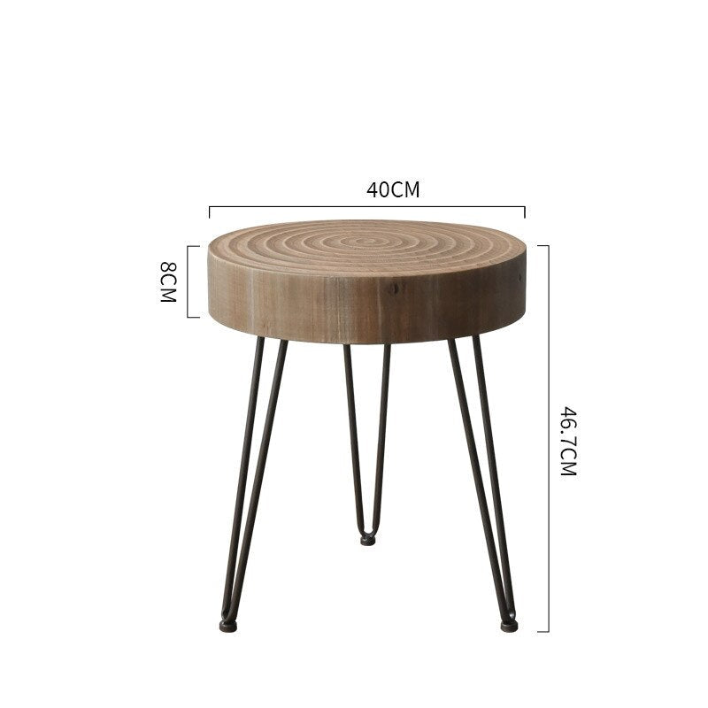 Retro Pine & Iron Round Coffee Table