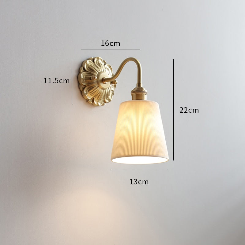 Copper and Ceramic Wall Sconce, Nordic Style