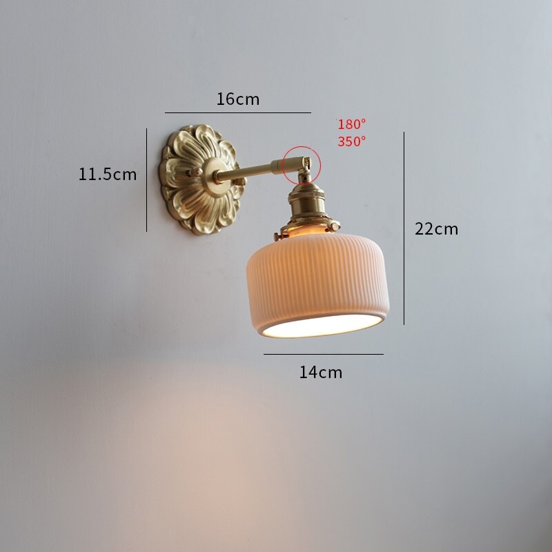 Copper and Ceramic Wall Sconce, Nordic Style