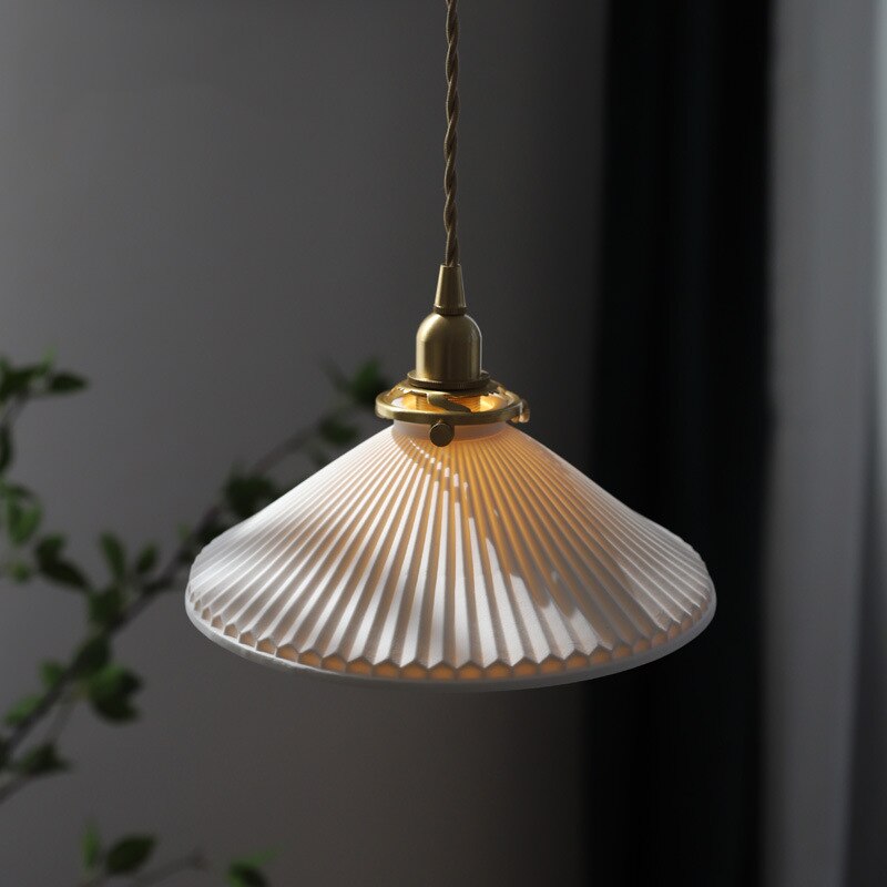 Japanese Style Ceramic Pendant Light, White