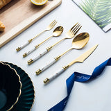 Marbled Gold Ceramic Flatware